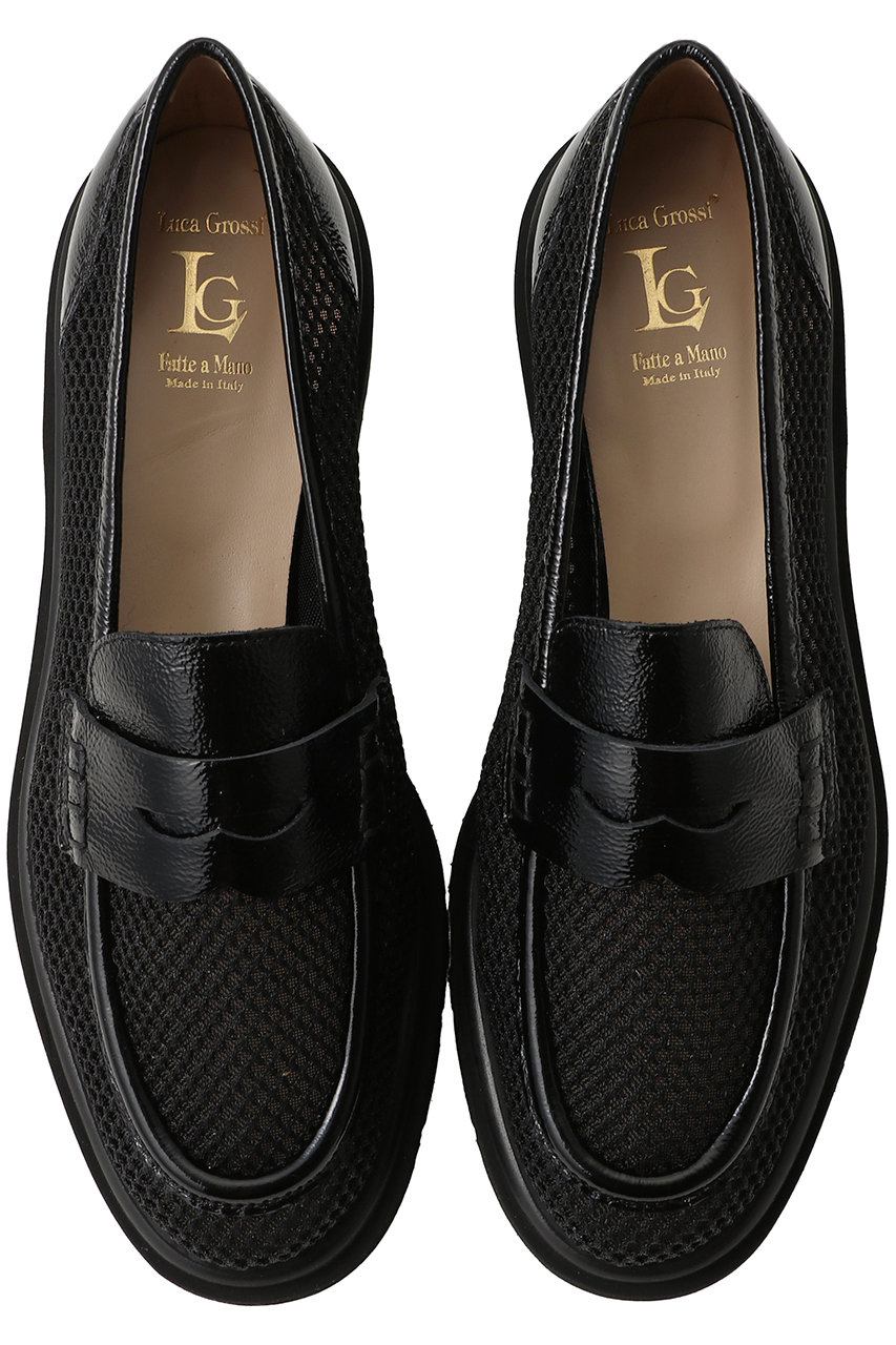 Luca Grossi ローファー　BLACK LucaGrossi(ルカ グロッシ)｜メッシュデザインローファー/ブラック の