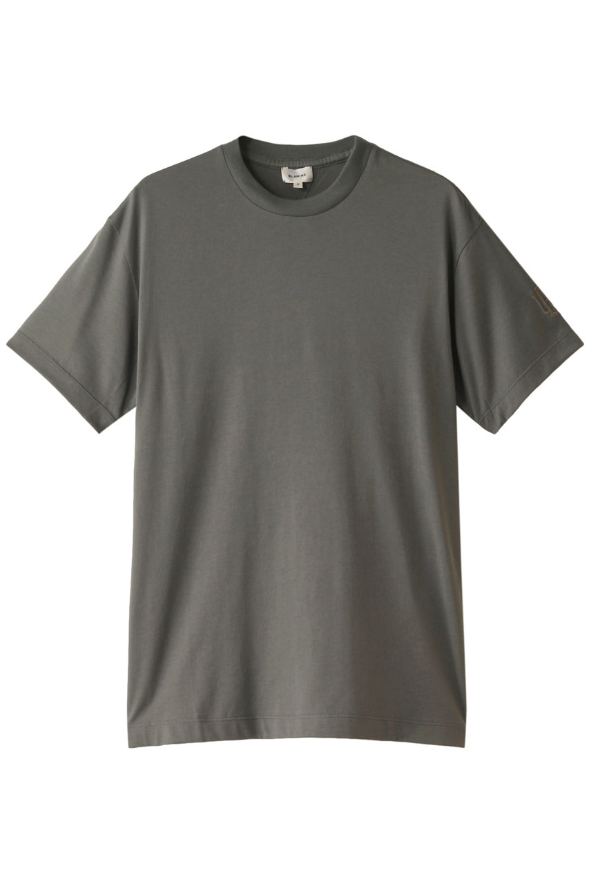 ブラミンク/BLAMINKのコットンクルーネック 刺繍 ショートスリーブTシャツ(ミッドグレー/7917-222-0010)