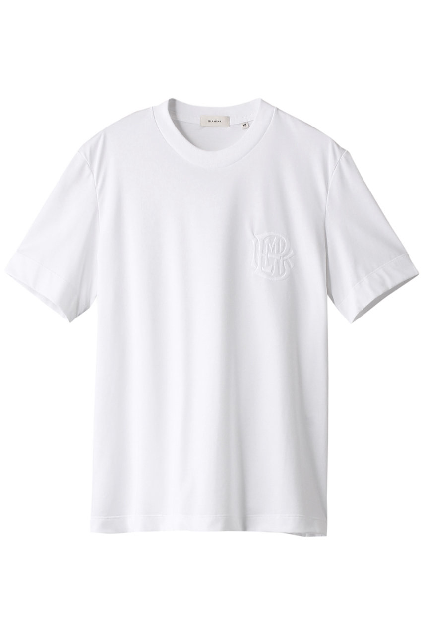 ＜ELLE SHOP＞ BLAMINK コットン刺しゅうショートスリーブTシャツ (ホワイト 38) ブラミンク ELLE SHOP