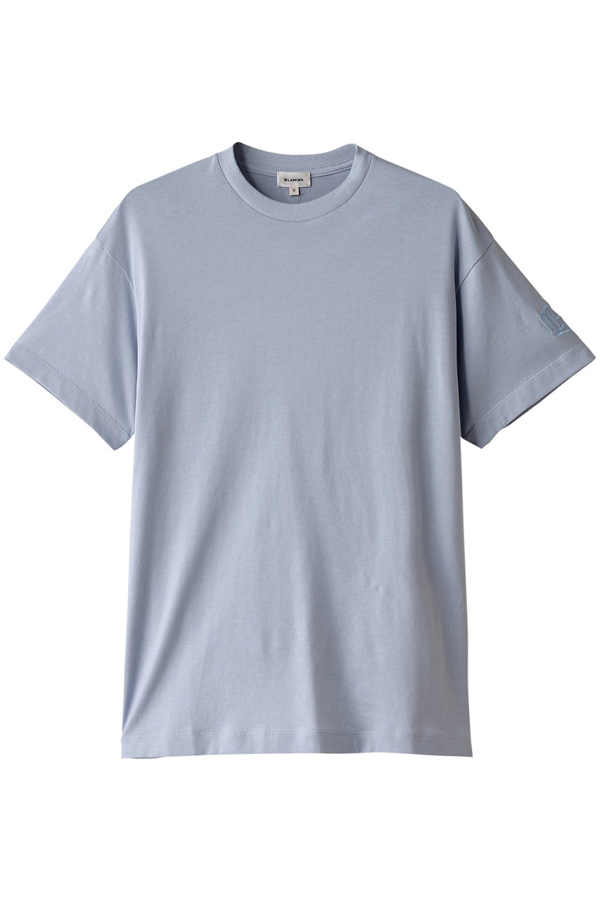 ブラミンク/BLAMINKのコットンクルーネック 刺繍 ショートスリーブTシャツ(ライトブルー/7917-222-0052)
