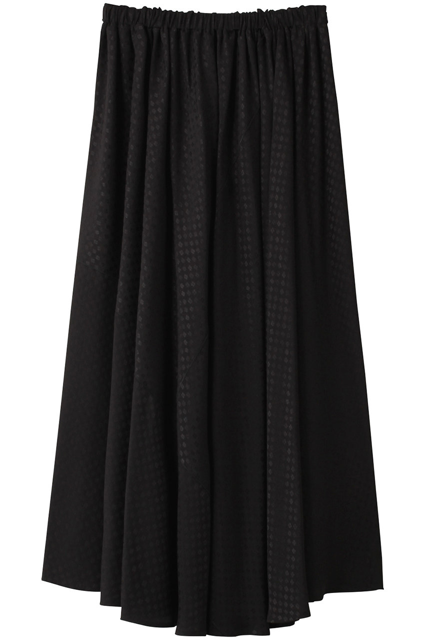 BLAMINK シルクフラワジャカードギャザースカート (ブラック, 36) ブラミンク ELLE SHOP