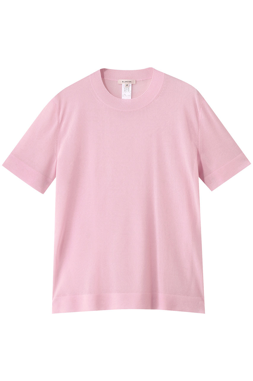 BLAMINK クルーネックショートスリーブニット (ライトピンク, 38) ブラミンク ELLE SHOP BLAMINK クルーネックショートスリーブニット (ライトピンク, 38) ブラミンク ELLE SHOP