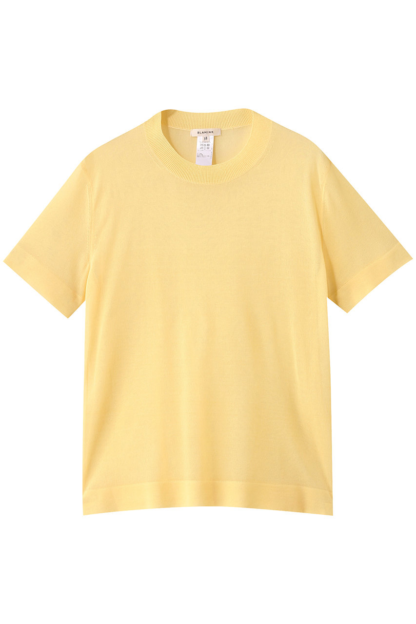 BLAMINK クルーネックショートスリーブニット (イエロー, 38) ブラミンク ELLE SHOP BLAMINK クルーネックショートスリーブニット (イエロー, 38) ブラミンク ELLE SHOP