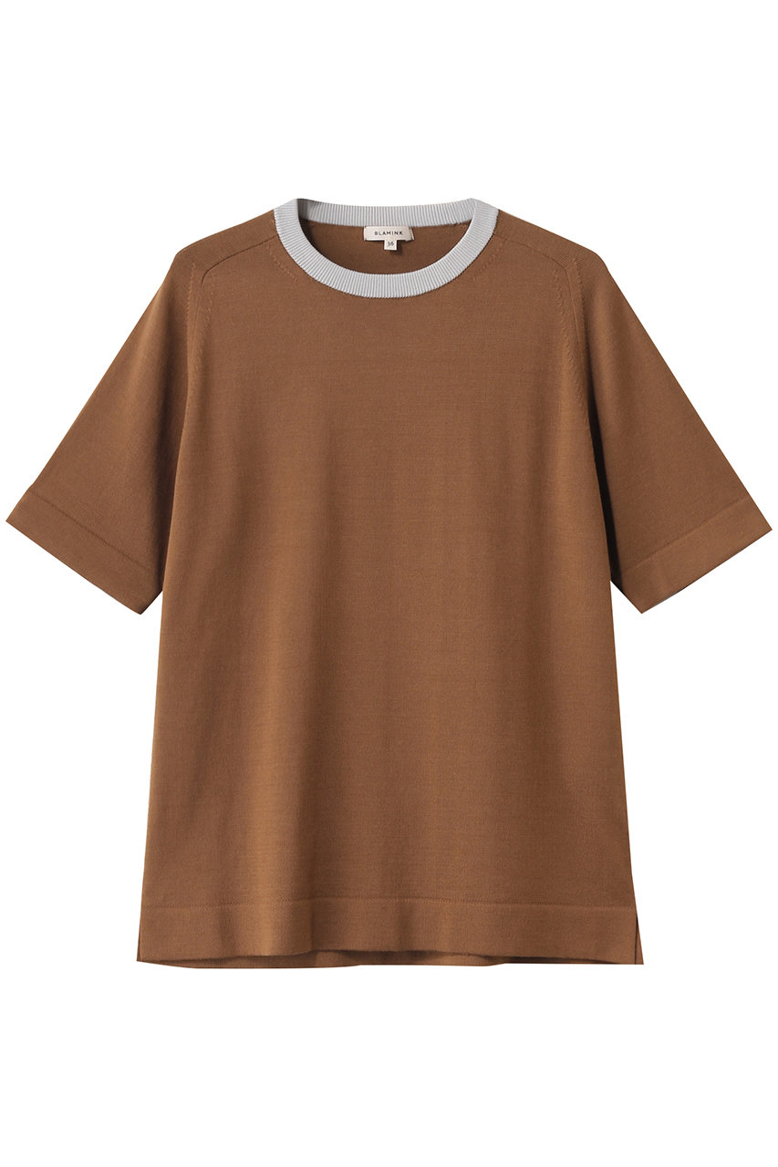 BLAMINK クルーネックショートスリーブニット (ミッドブラウン, 38) ブラミンク ELLE SHOP BLAMINK クルーネックショートスリーブニット (ミッドブラウン, 38) ブラミンク ELLE SHOP