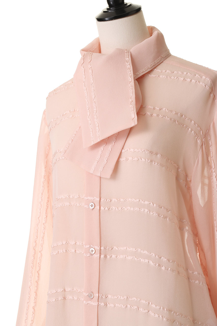 BLAMINK(ブラミンク)｜シルクフリルボウタイブラウス/ブラック の通販