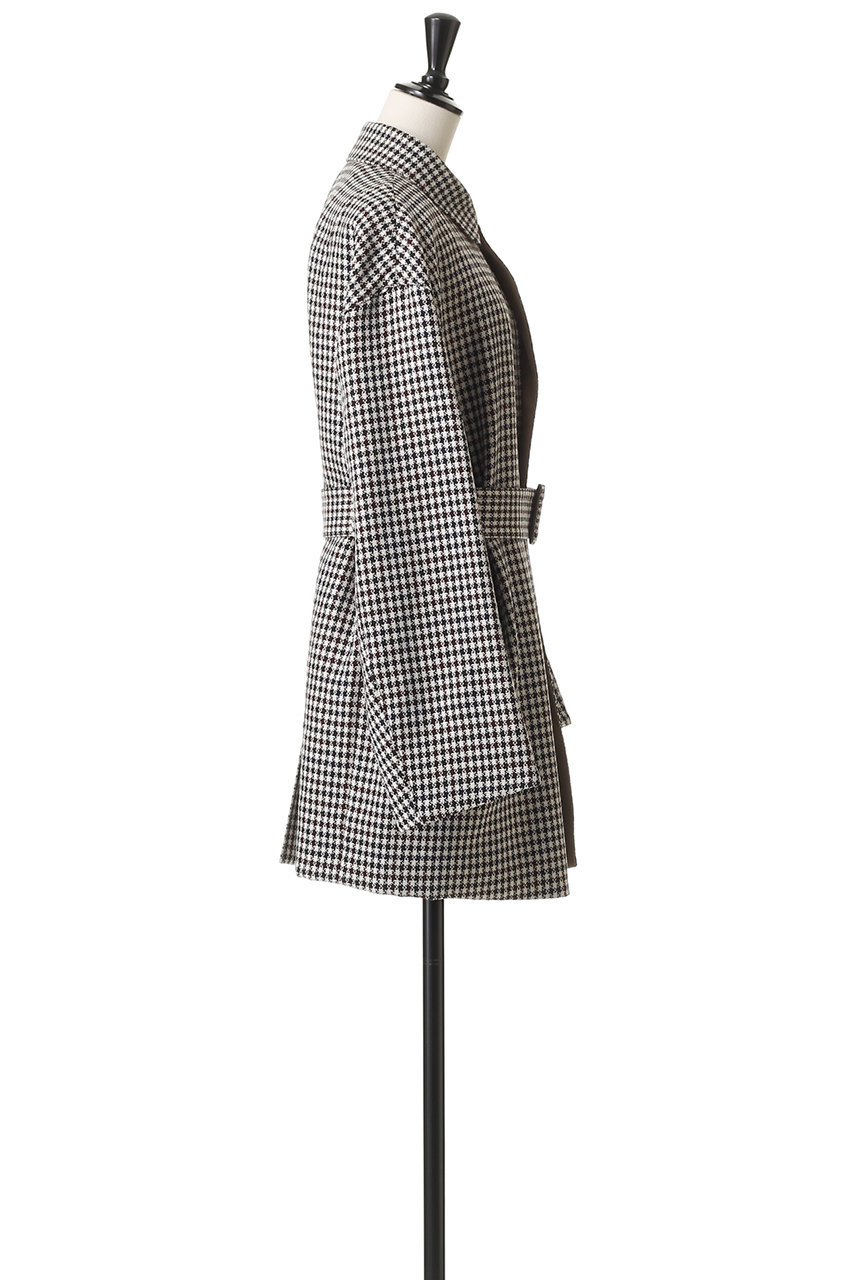 ブラミンク　チェックブルゾン BLAMINK(ブラミンク)｜チェックベルテッドハーフコート/ブラック の