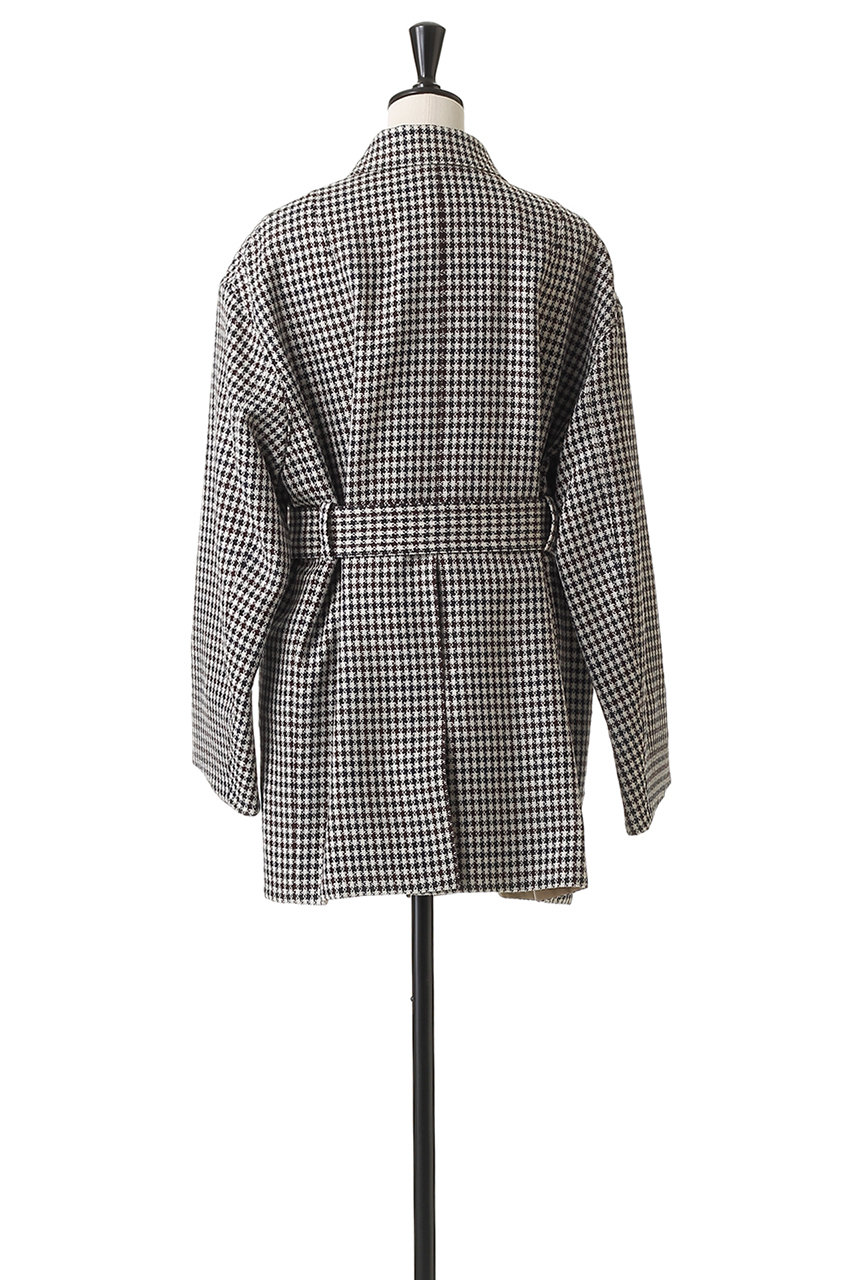 BLAMINK(ブラミンク)｜チェックベルテッドハーフコート/ブラック の