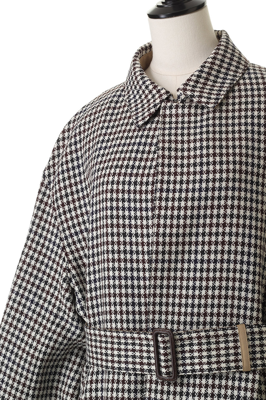 BLAMINK(ブラミンク)｜チェックベルテッドハーフコート/ブラック の