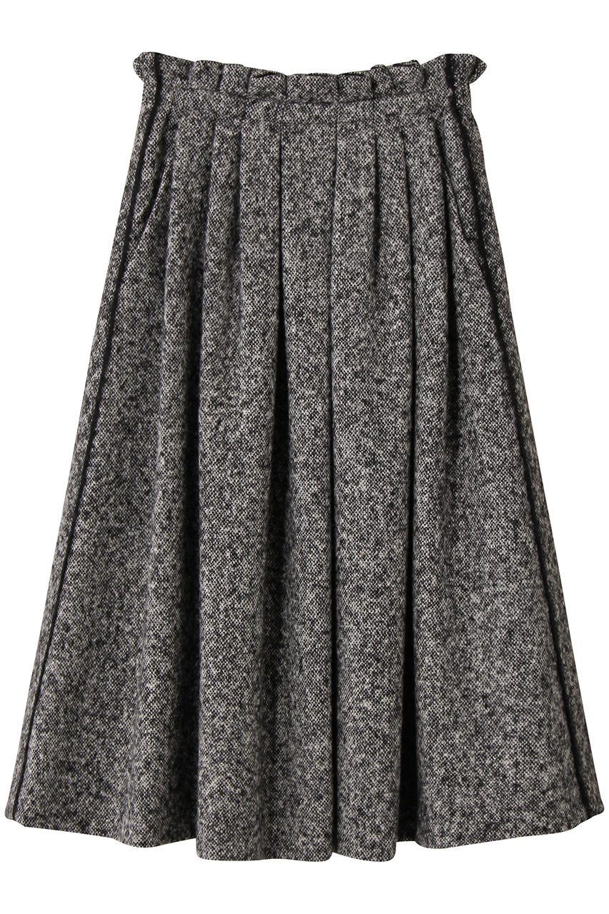 BLAMINK ホームスパンギャザースカート (ブラック, 38) ブラミンク ELLE SHOP