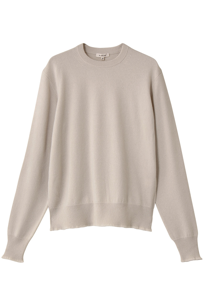 BLAMINK クルーネックロングスリーブニット (ベージュ, 36) ブラミンク ELLE SHOP
