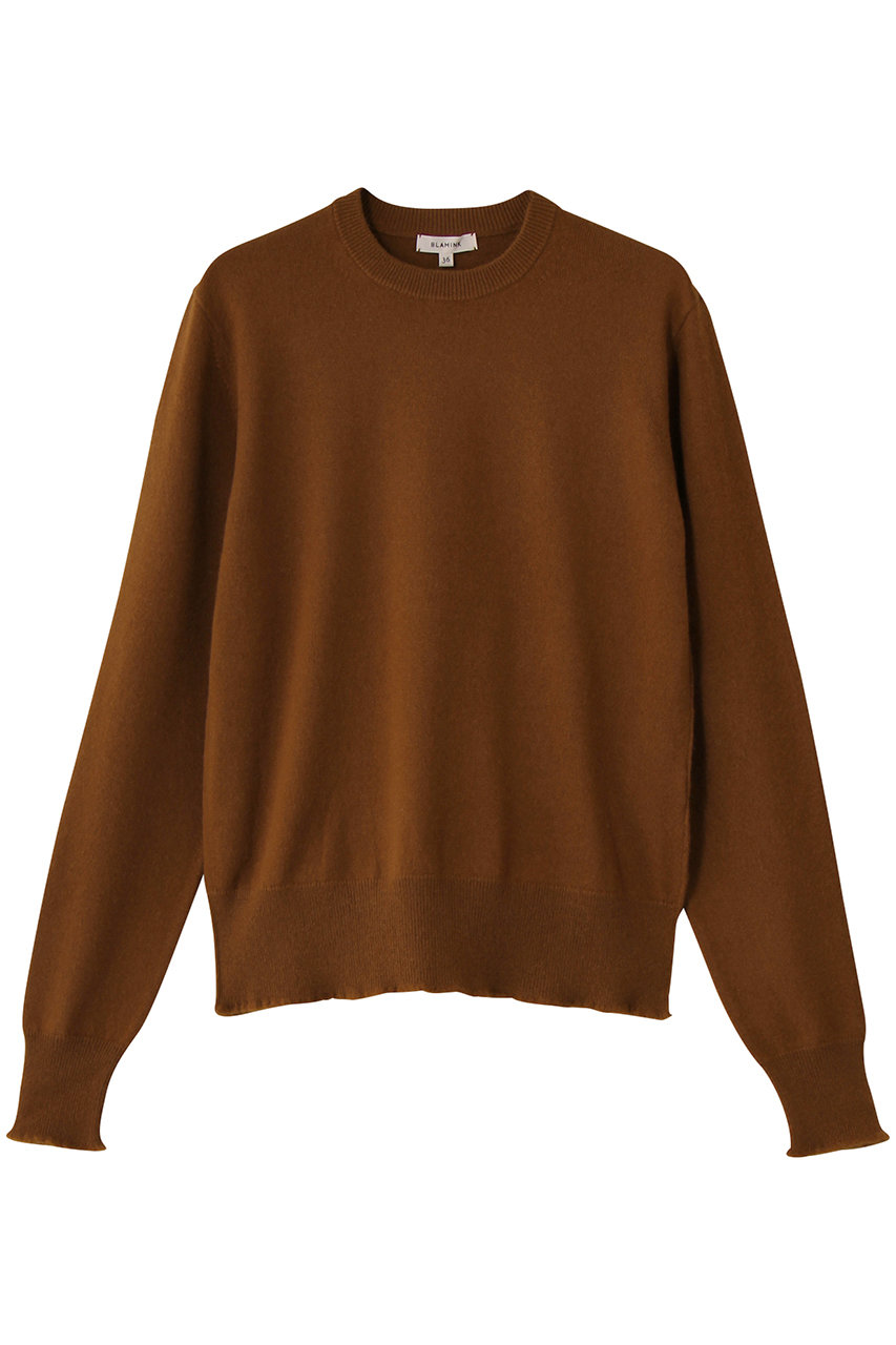 BLAMINK クルーネックロングスリーブニット (ミッドブラウン, 36) ブラミンク ELLE SHOP