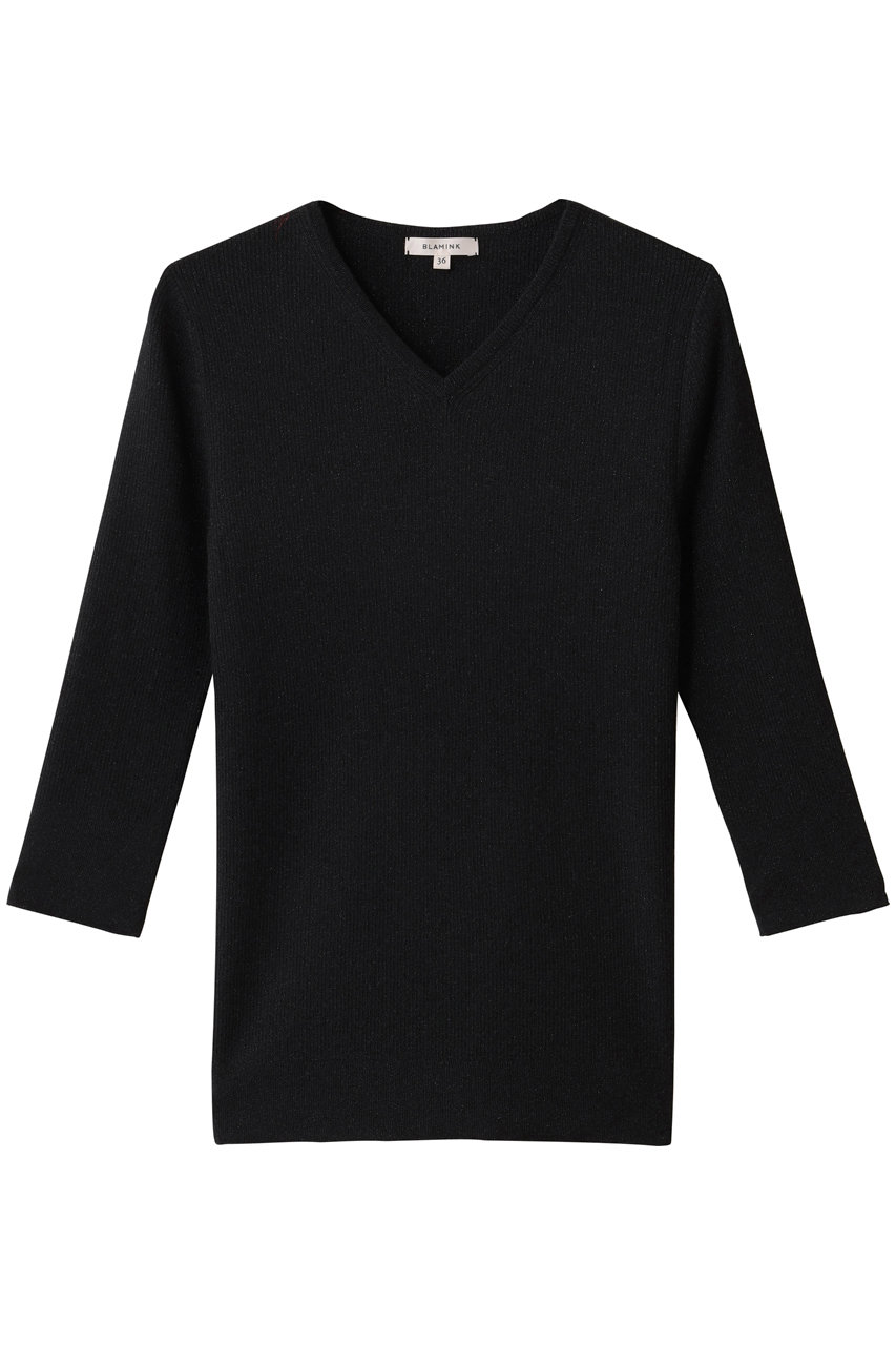 ブラミンク♡ラメニット BLAMINK(ブラミンク)｜ラメVネックニット/ブラック の通販