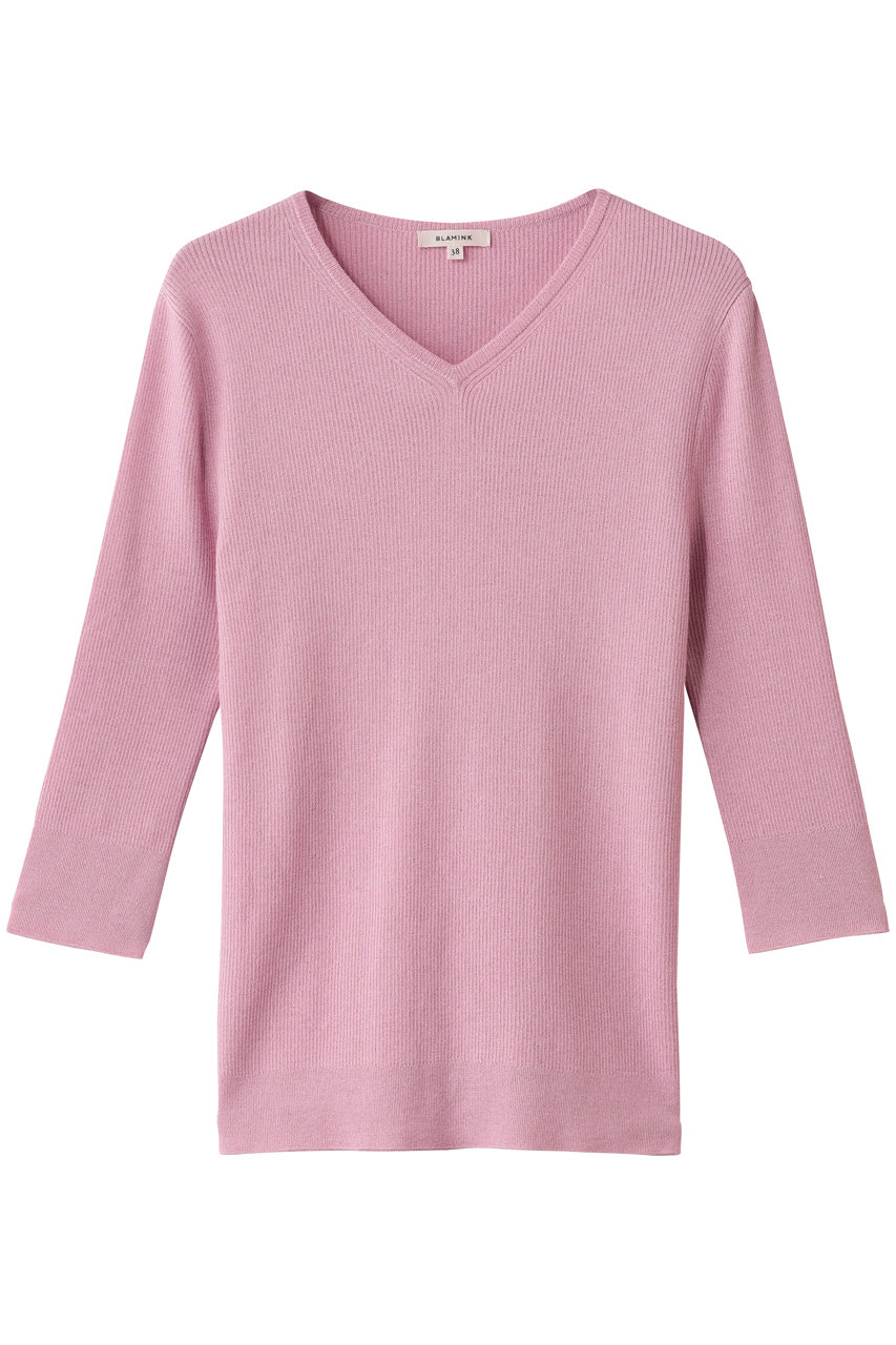 BLAMINK ラメVネックニット (ライトピンク, 38) ブラミンク ELLE SHOP