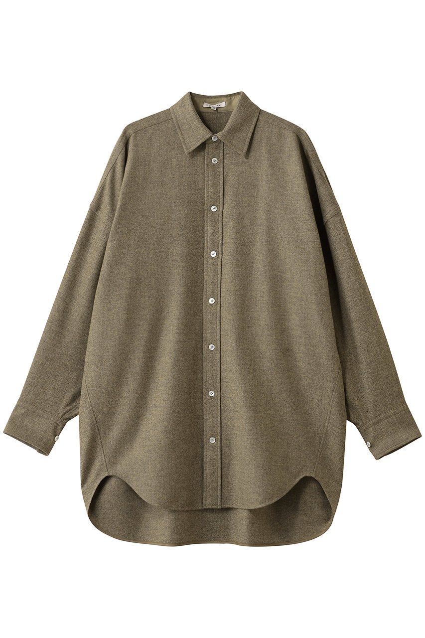 BLAMINK 【BLMK】ウールカシミヤレギュラーカラーシャツ (オリーブ, 38) ブラミンク ELLE SHOP