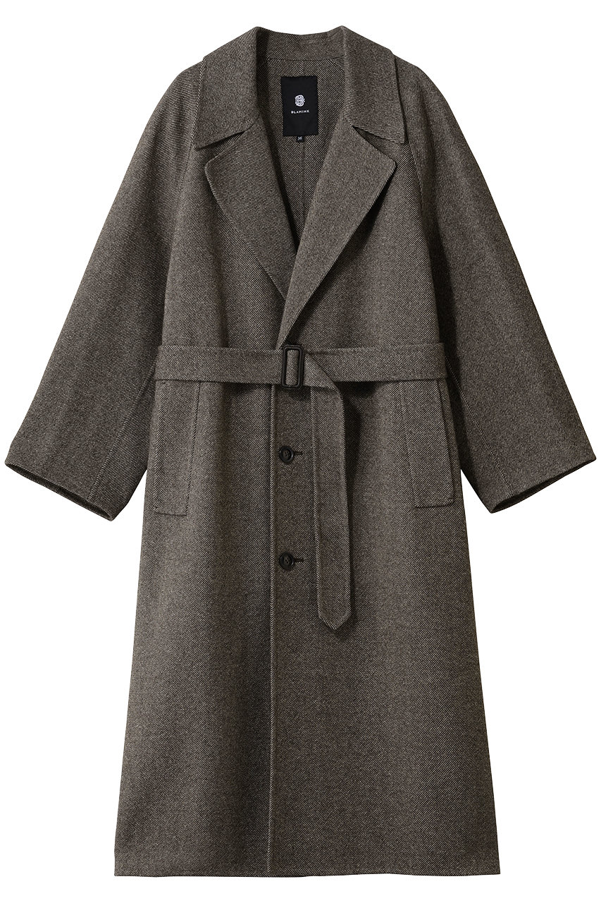 BLAMINK ダブルフェイスベルテッドコート (ダークブラウン, 38) ブラミンク ELLE SHOP