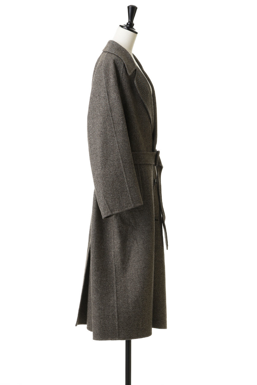 BLAMINK(ブラミンク)｜ダブルフェイスベルテッドコート/ダークブラウン