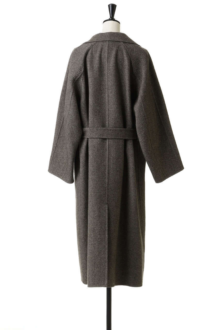 BLAMINK(ブラミンク)｜ダブルフェイスベルテッドコート/ダークブラウン