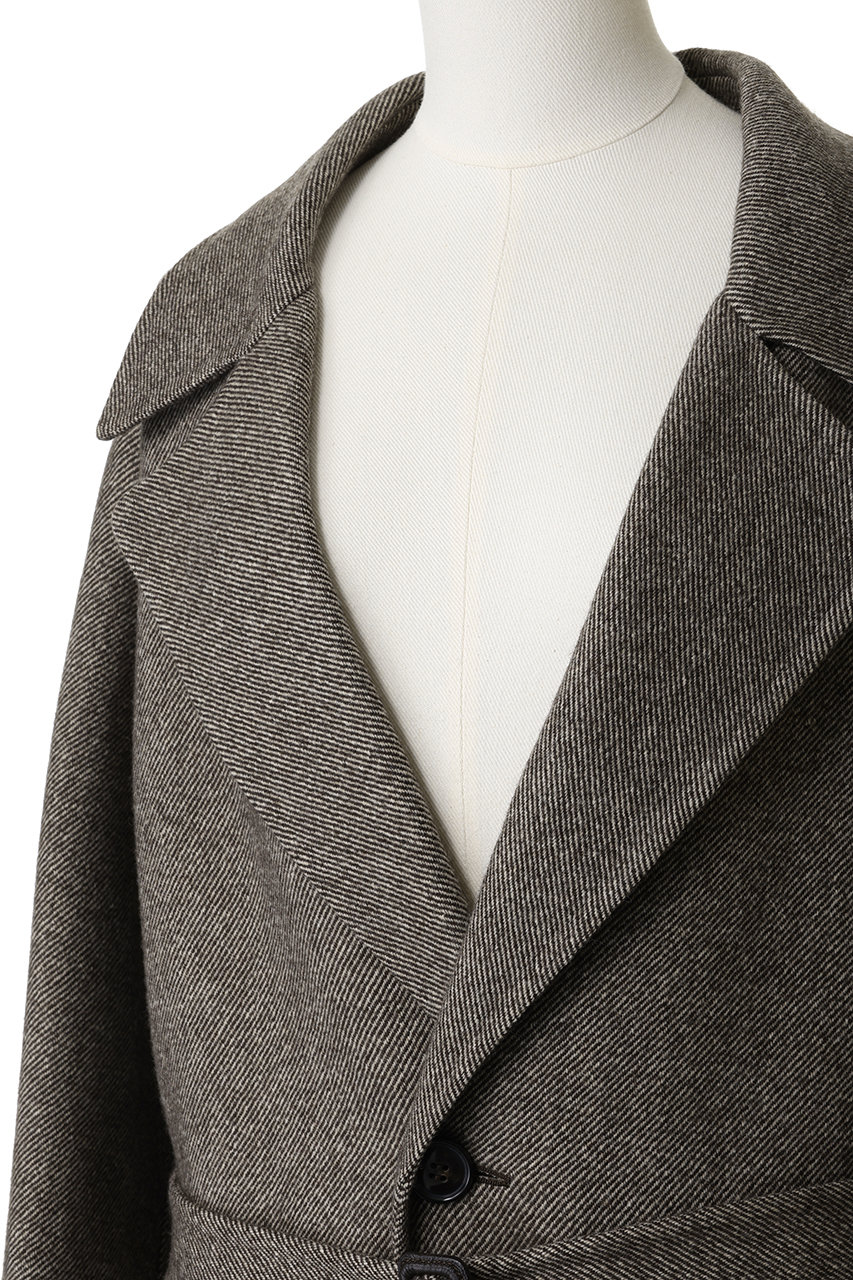 BLAMINK(ブラミンク)｜ダブルフェイスベルテッドコート/ダークブラウン