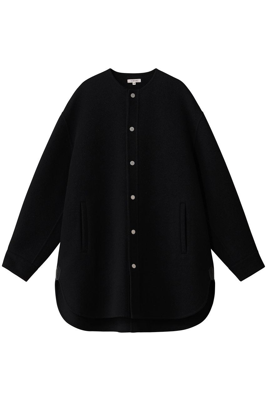 BLAMINK(ブラミンク)｜ダブルフェイスノーカラーコート/ブラック の