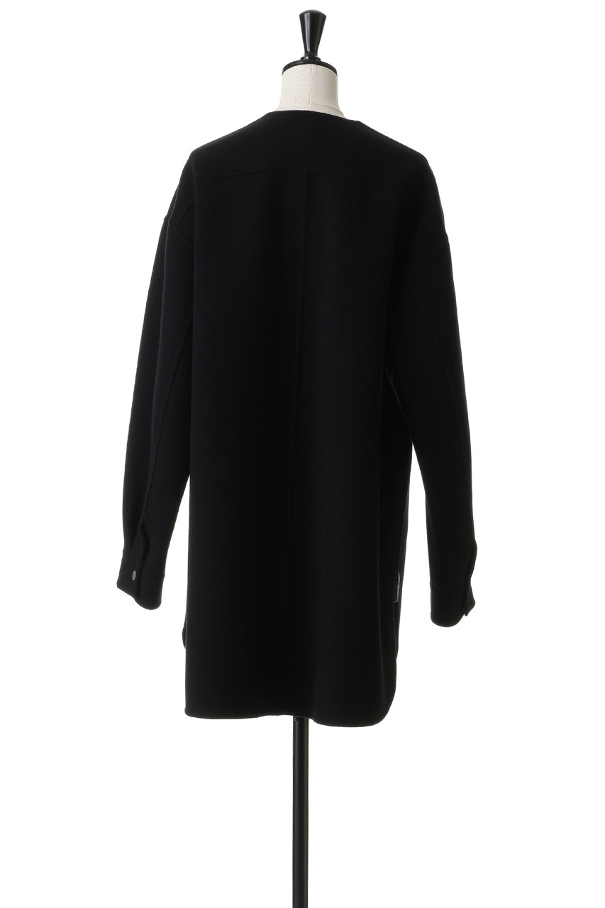 BLAMINK(ブラミンク)｜ダブルフェイスノーカラーコート/ブラック の