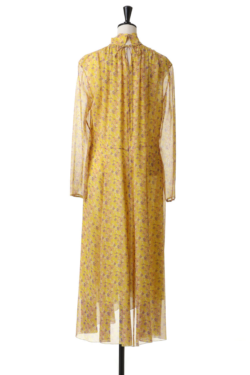 BLAMINK(ブラミンク)｜フラワープリントロングスリーブドレス/イエロー