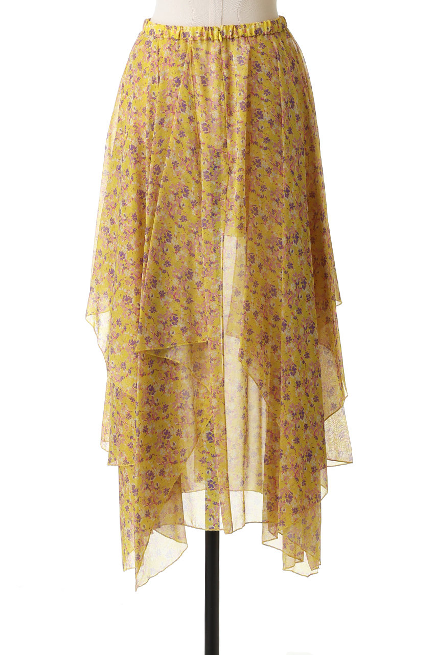BLAMINK(ブラミンク)｜フラワープリントティアードスカート/イエロー