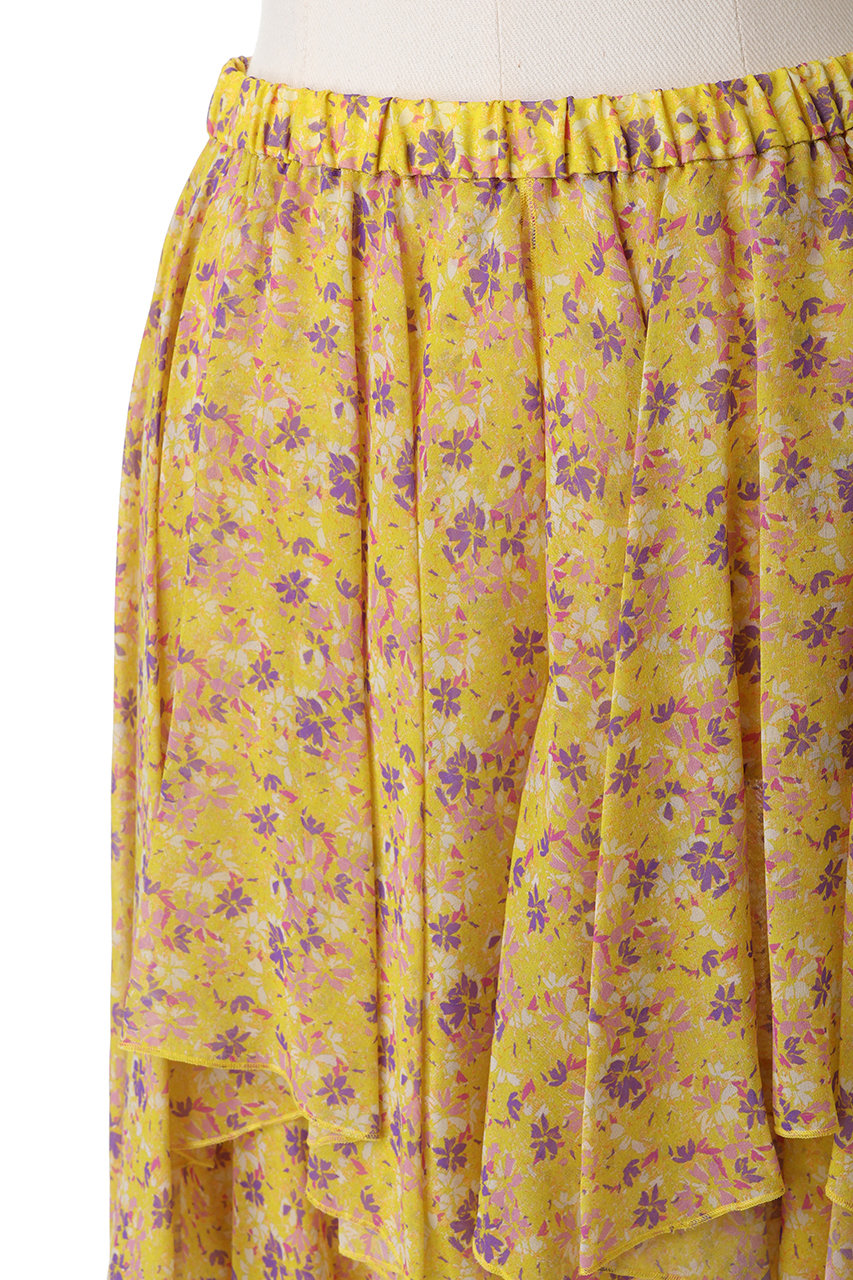 BLAMINK(ブラミンク)｜フラワープリントティアードスカート/イエロー