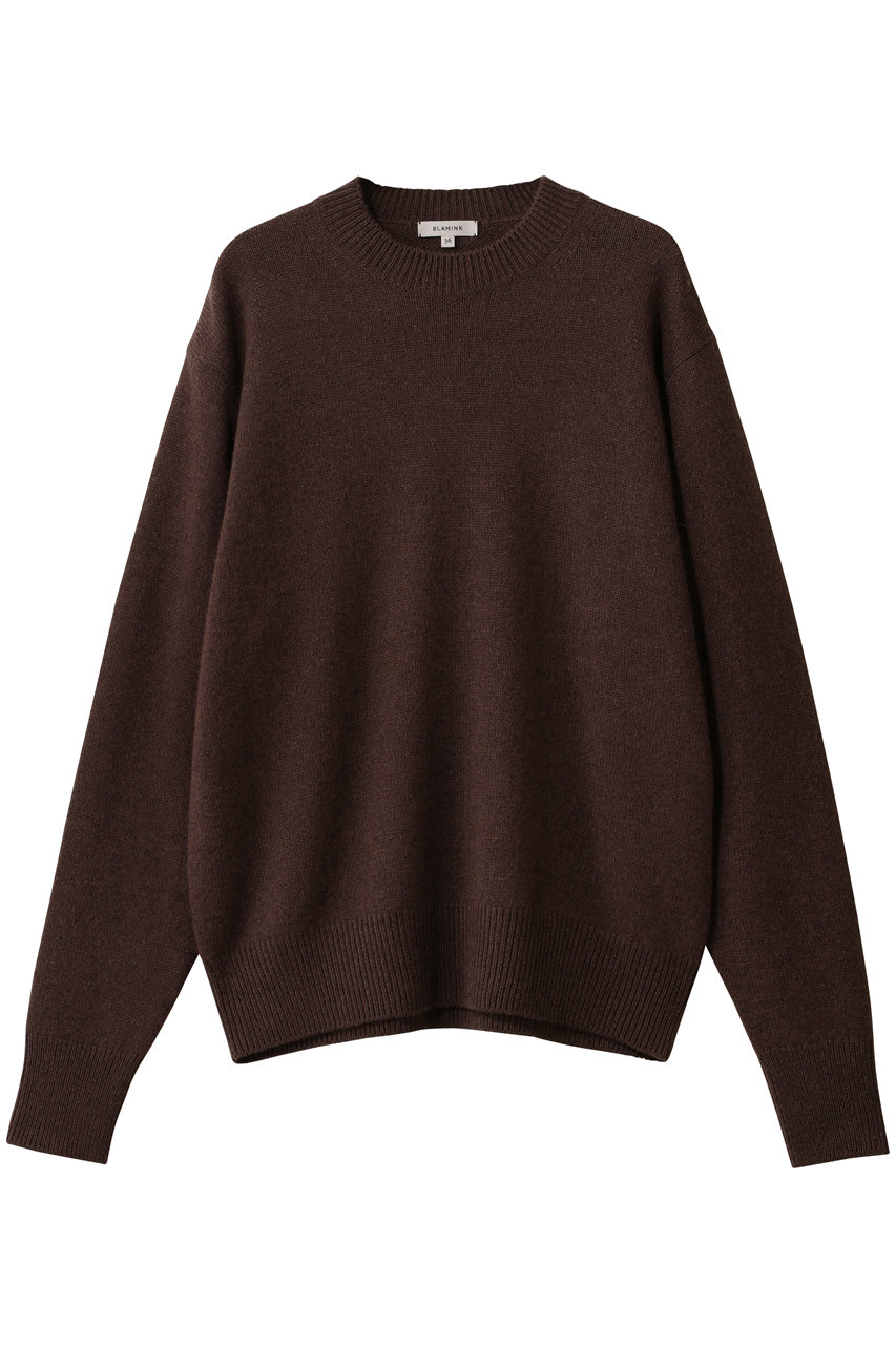 BLAMINK 7Gクルーネックニット (ダークブラウン, 36) ブラミンク ELLE SHOP