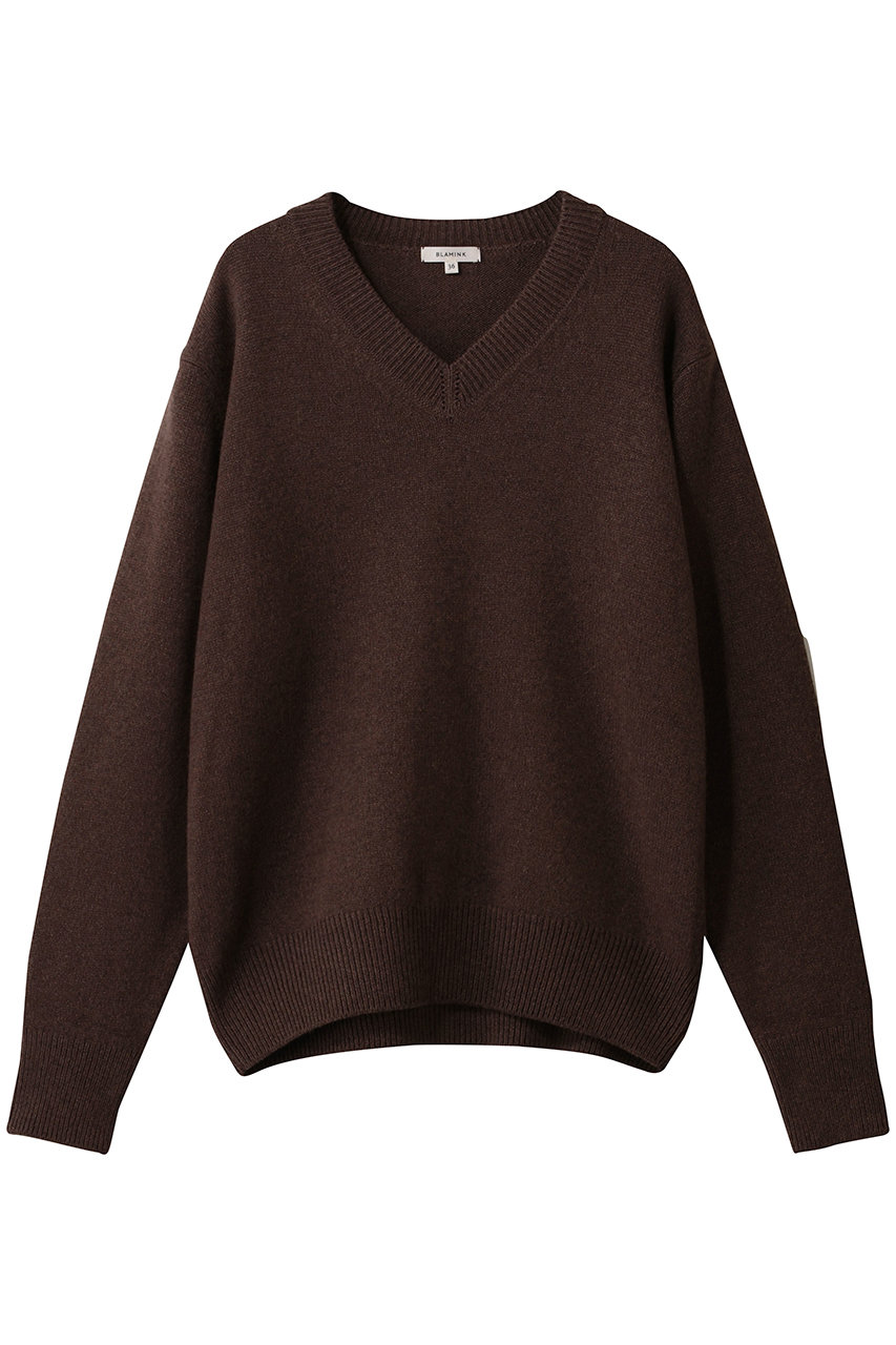 ブラミンク/BLAMINKの7GVネックニット(ダークブラウン/7913-2-000004)