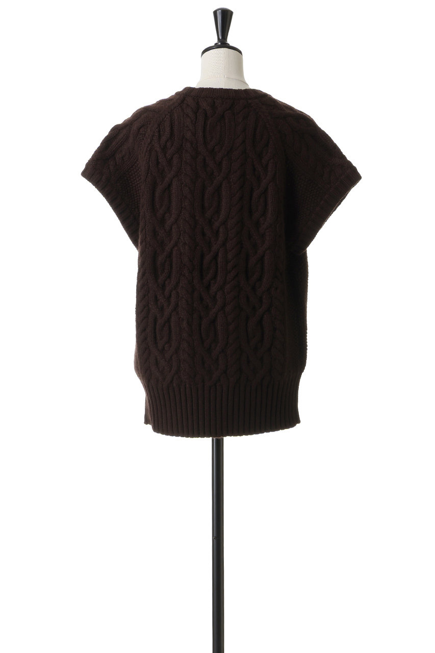 BLAMINK(ブラミンク)｜ハンドケーブルニットベスト/ダークブラウン の