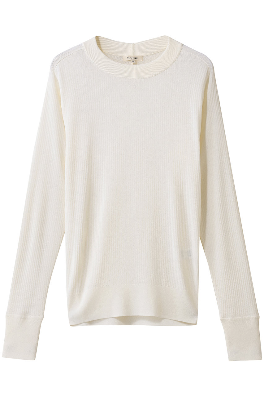 BLAMINK(ブラミンク)｜18Gリブクルーニット/オフホワイト の通販