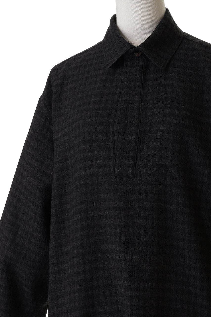 BLAMINK(ブラミンク)｜チェックロングスリーブワンピース/ダークグレー