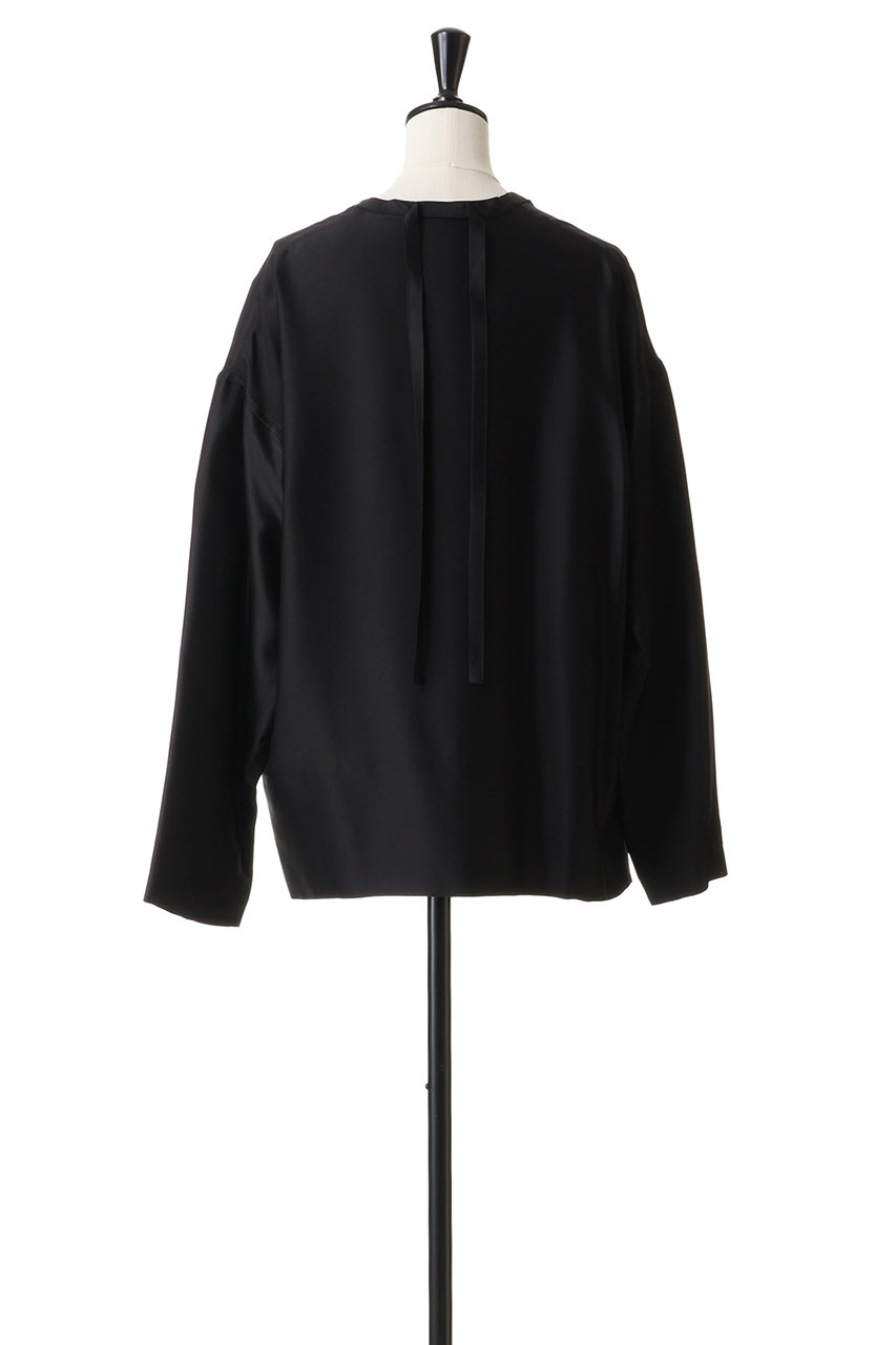 【美品】ブラミンク シルク100% 上品リボンブラウス 長袖 ブラック 日本製 美品】ブラミンク シルク100% 上品リボンブラウス 長袖 ブラック 日本