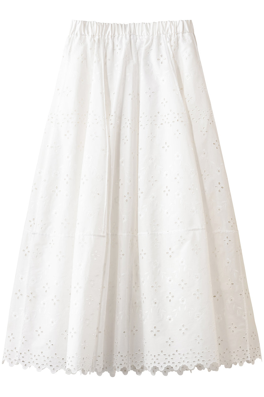 ブラミンク/BLAMINKのエンブロイダリーゴアードスカート(ホワイト/7924-2-000020)