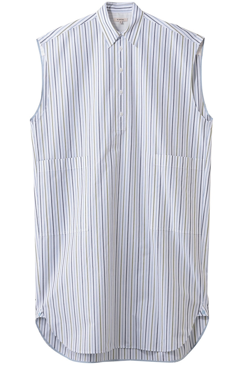 ブラミンク/BLAMINKのストライプノースリーブシャツワンピース(ホワイト/7926-2-000015)