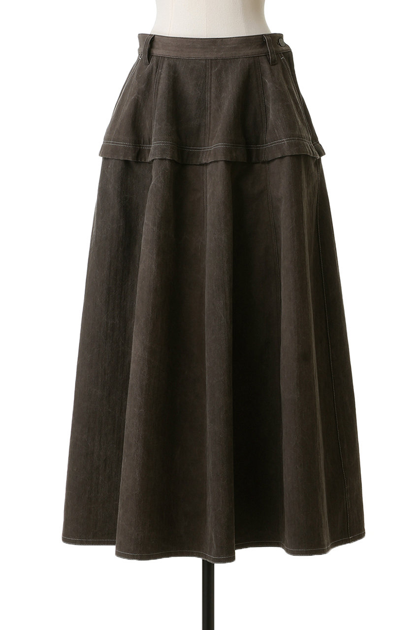 BLAMINK(ブラミンク)｜コットンゴアードスカート/ダークブラウン の