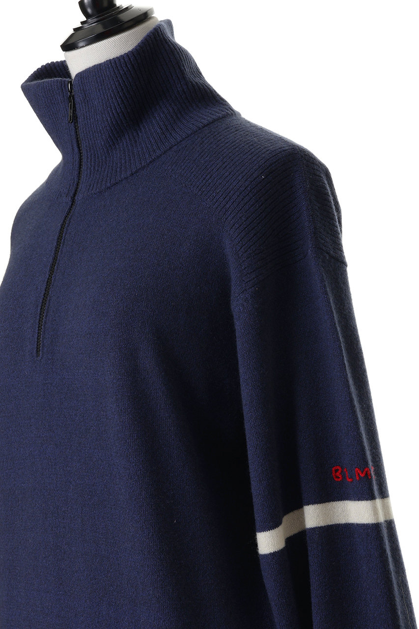 BLAMINK(ブラミンク)｜ハーフジップロングスリーブニット/ネイビー の