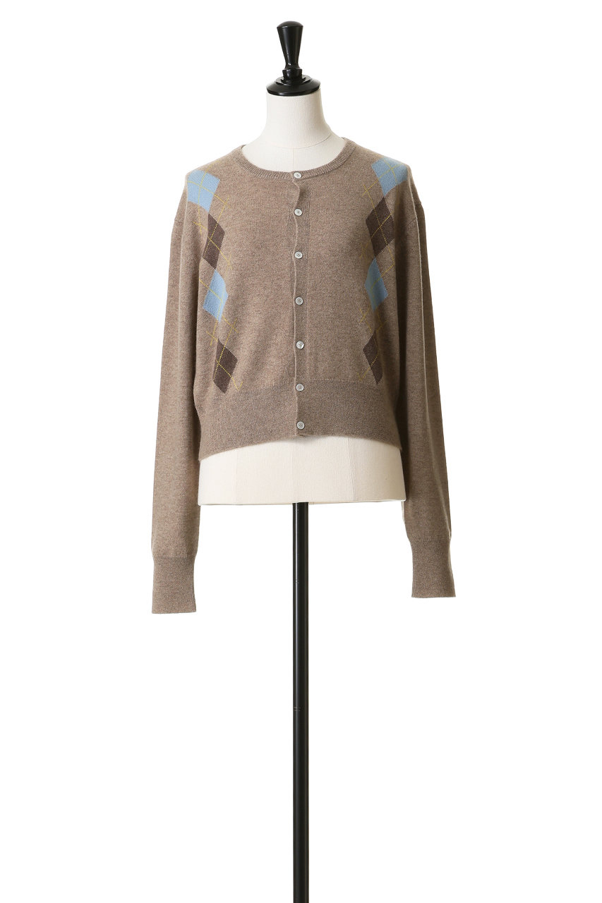 BLAMINK(ブラミンク)｜アーガイルクルーネックカーディガン/ベージュ