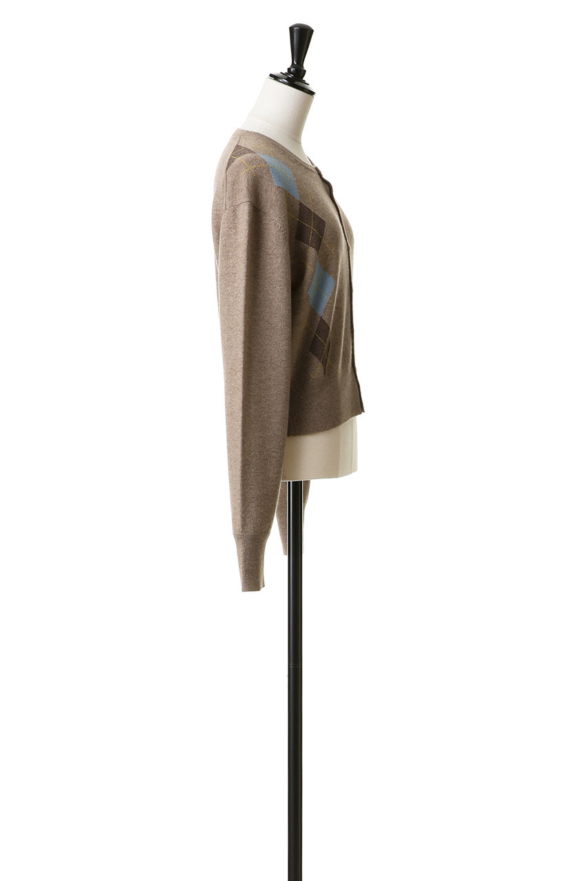 BLAMINK(ブラミンク)｜アーガイルクルーネックカーディガン/ベージュ