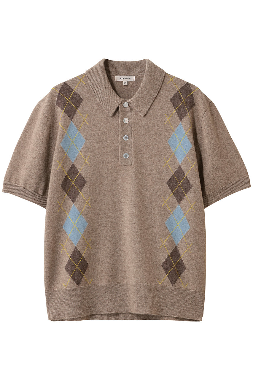 ブラミンク/BLAMINKのアーガイルショートスリーブニット(ベージュ/7918-1-000000)