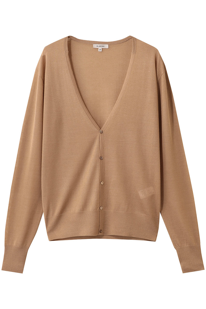 ブラミンク BLAMINK カーディガン サイズ38 BLAMINK(ブラミンク)｜カシミヤファーVネックカーディガン/ダーク