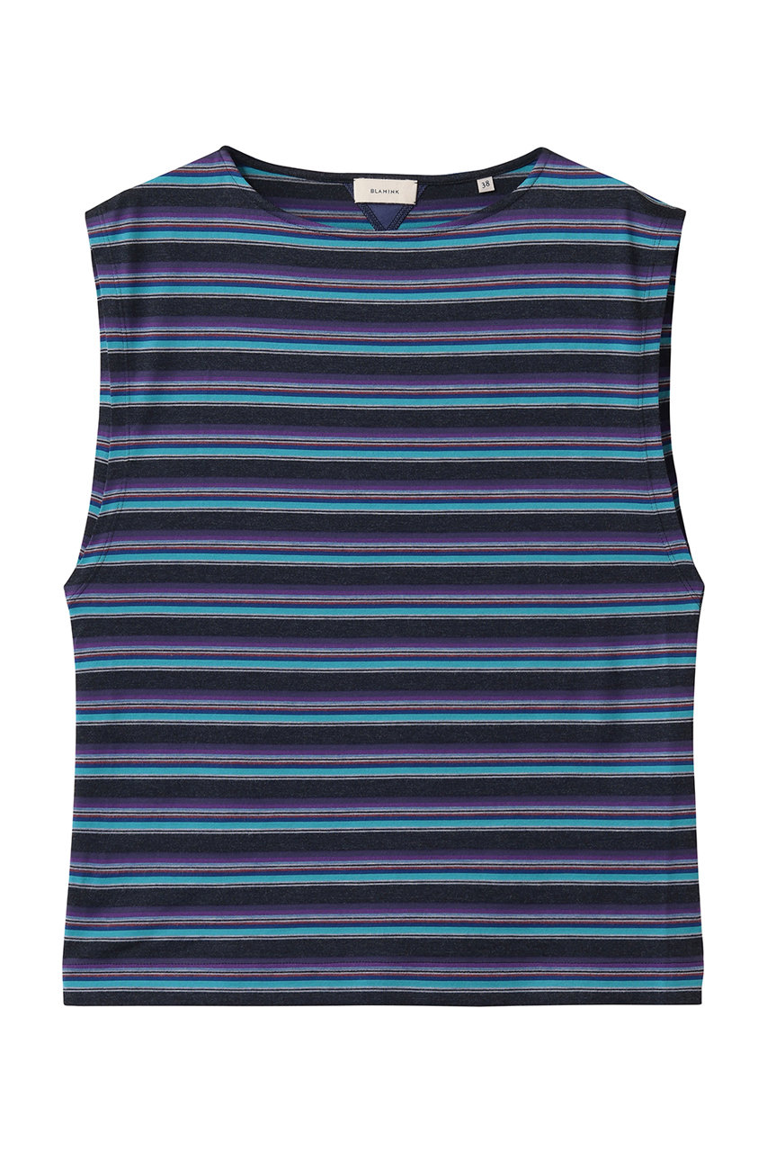 ブラミンク/BLAMINKのマルチボーダーノースリーブ(パープル/7917-2-000005)