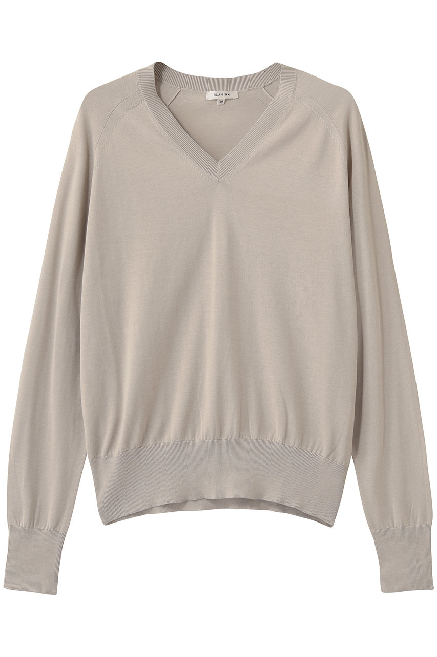 ブラミンク/BLAMINKの18GVネックロングスリーブニット(ベージュ/7913-1-000003)