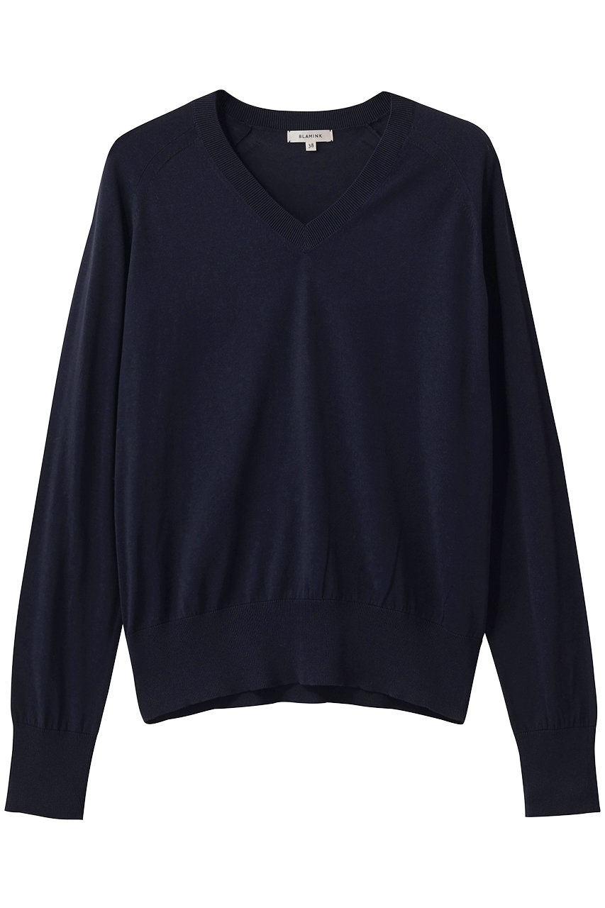ブラミンク/BLAMINKの18GVネックロングスリーブニット(ネイビー/7913-1-000003)