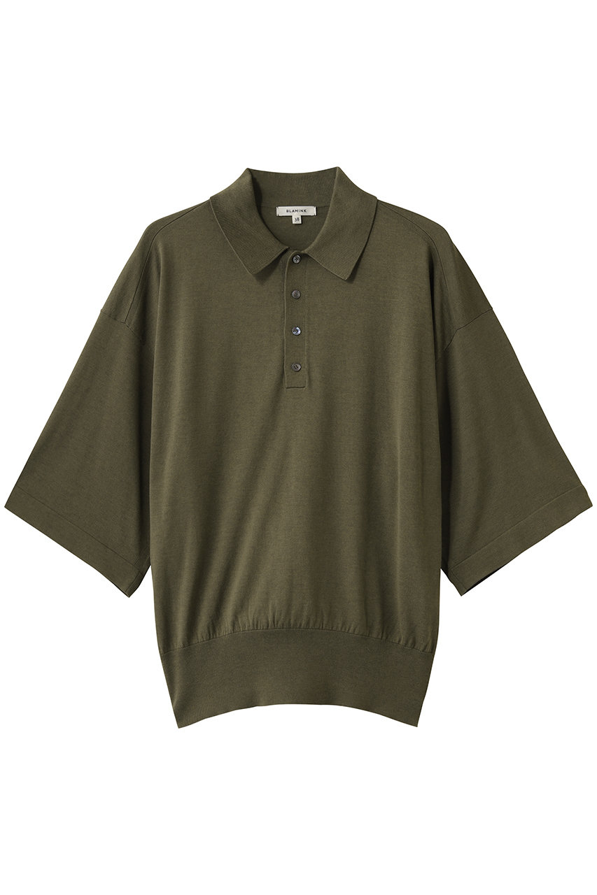 ブラミンク/BLAMINKの18Gハーフスリーブニット(オリーブ/7918-1-000001)