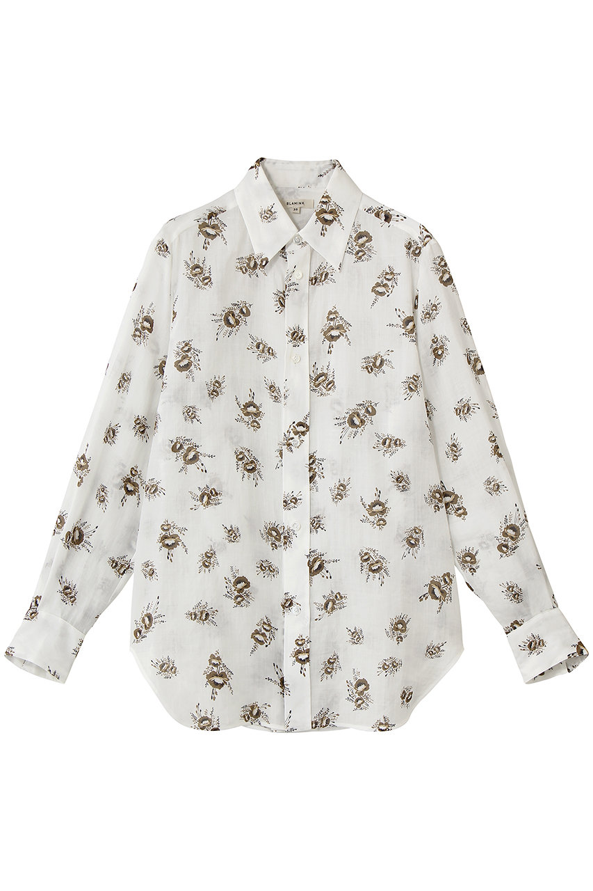 ブラミンク/BLAMINKのフラワープリントレギュラーカラーシャツ(ミッドブラウン/7921-2-000013)