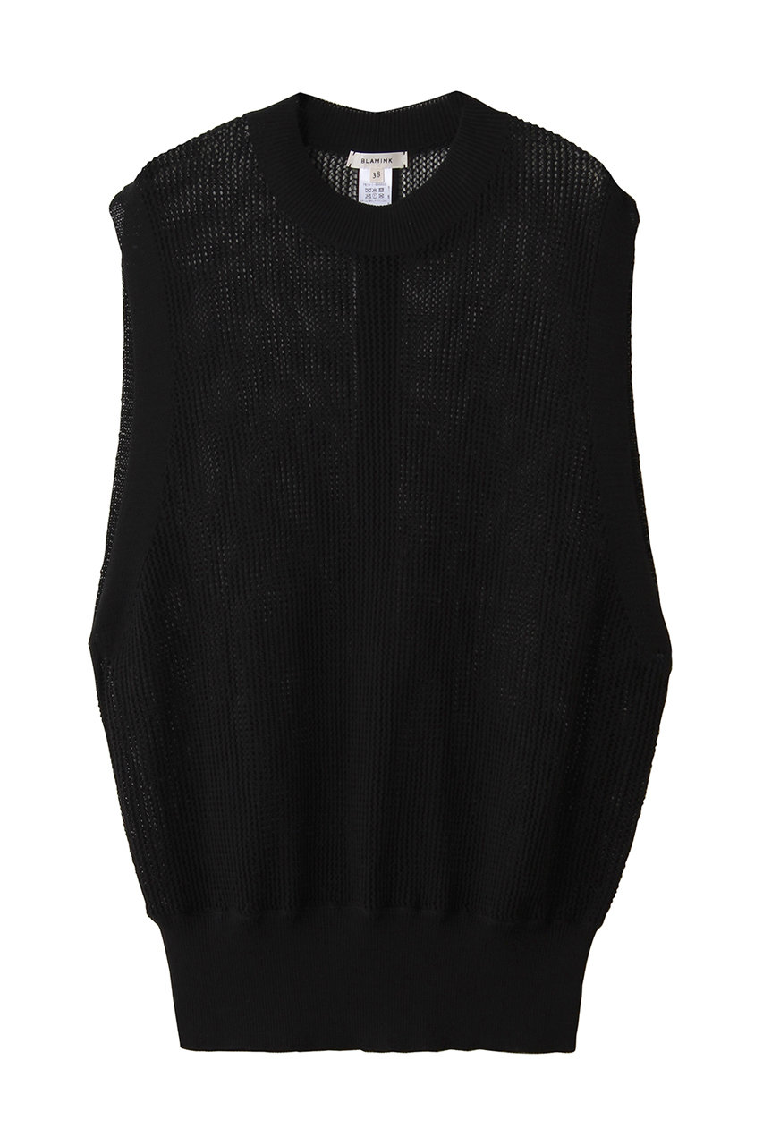 BLAMINK 7Gメッシュノースリーブニット (ブラック, 38) ブラミンク ELLE SHOP