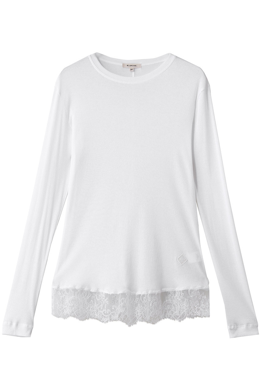 ブラミンク/BLAMINKのレースリブロングスリーブ(ホワイト/7912-2-000011)