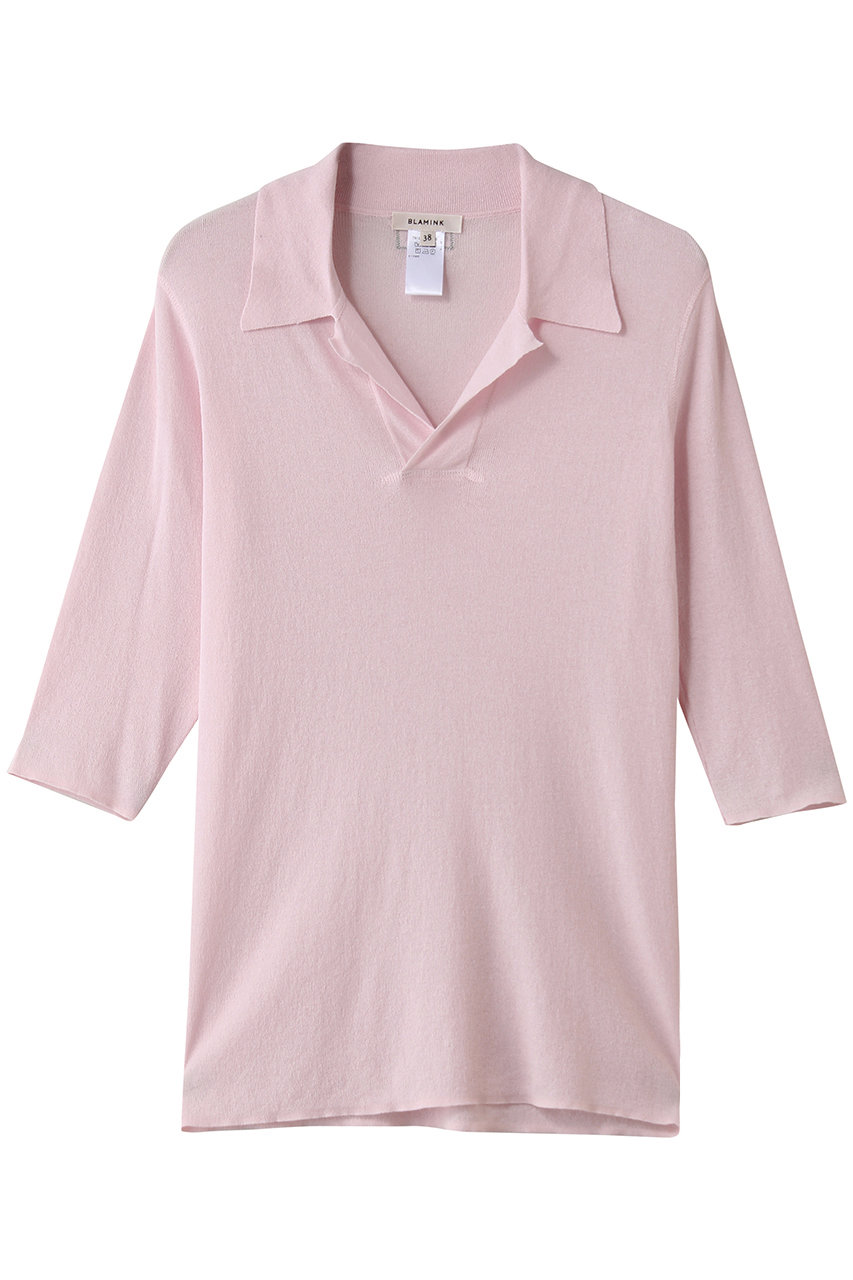 ブラミンク/BLAMINKの14Gレギュラーカラーショートスリーブニット(ライトピンク/7913-1-000005)