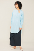 ぺルビアンピマコットン スリットネック チュニックブラウス